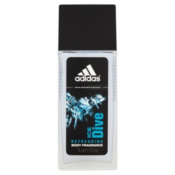 Снимка на Adidas Ice Dive освежаващ спрей за тяло 75 мл. Освежаващ спрей за тяло за хладен и ободряващ аромат.